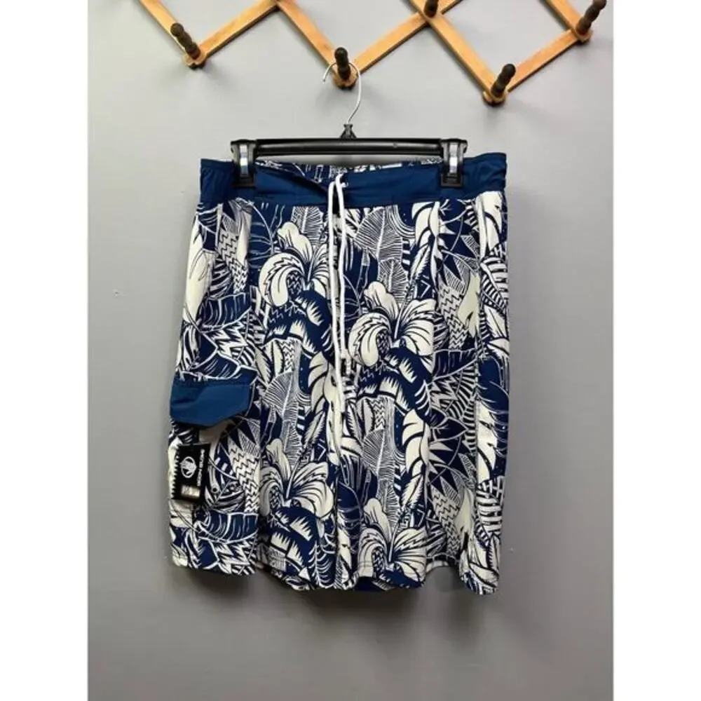 Body Glove men's swim trunks 1x blue hawaiian built in bottle opener Tropical‎